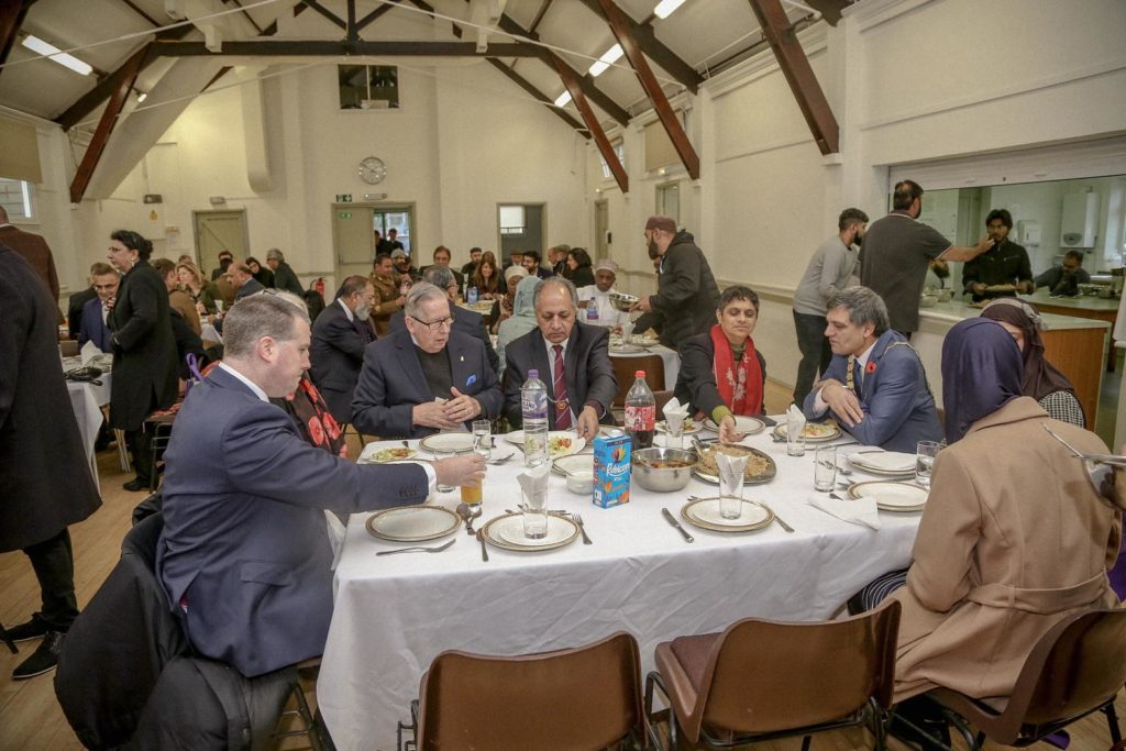 Photograph of the post-event meal at Pyrford Village War Memorial Hall.